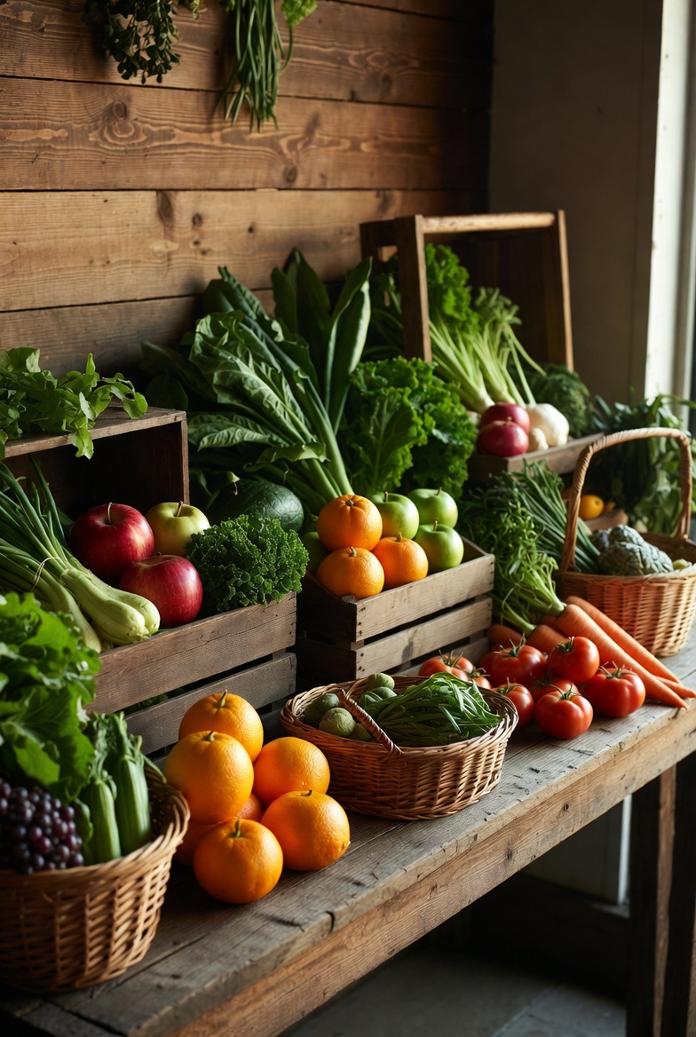 A bright specialty food store with organic produce, packaged goods