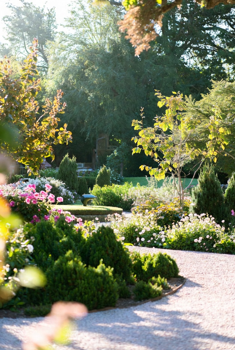 A polished residential garden exterior